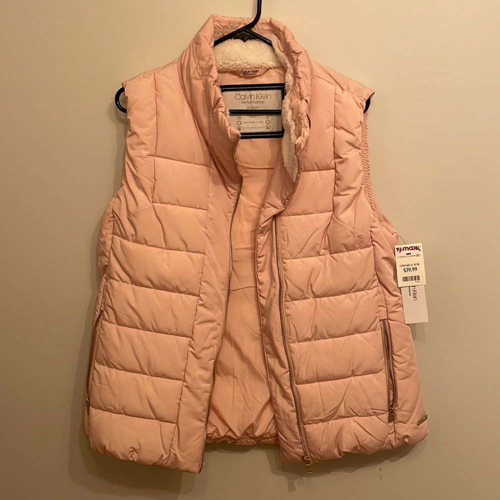 Pink Calvin Klein winter vest, size XL